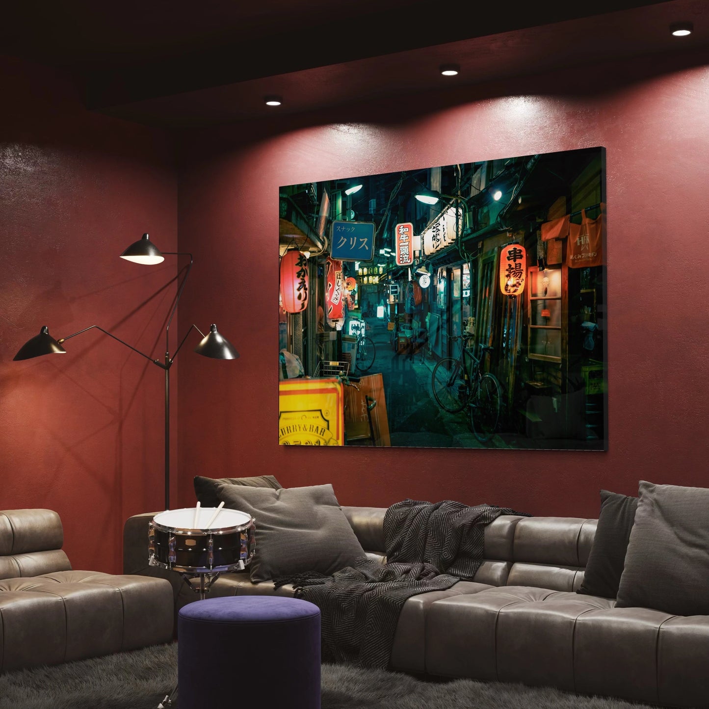 Fotografia Urbana Notturna - Strade di Tokyo in Stampa su Plexiglass - Arte Moderna Giapponese