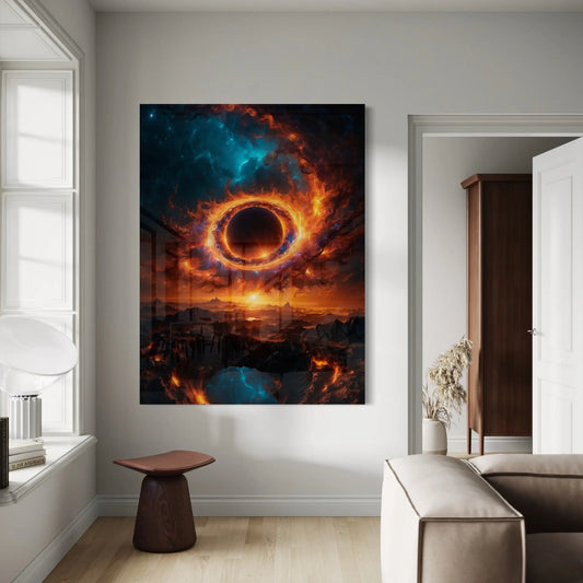 Celestial Eclipse Cosmic Inferno - Digital Art